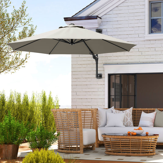 Outsunny 3(m) Parasol ścienny z uchwytem - jasnoszary