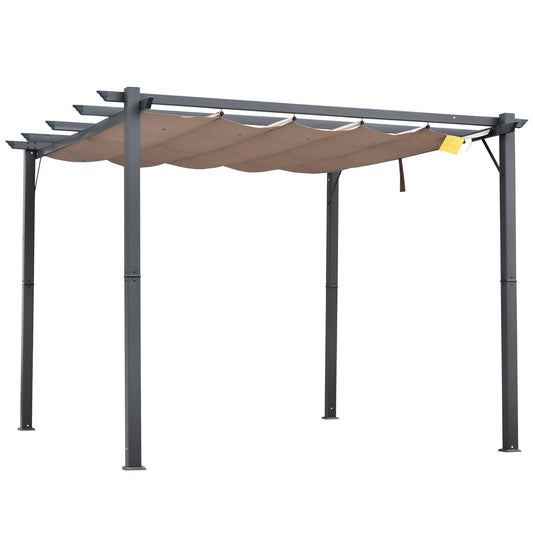 Outsunny 3 x 3(m) aluminiowa pergola markiza altana zewnętrzna osłona przeciwsłoneczna namiot imprezowy grill, brązowy