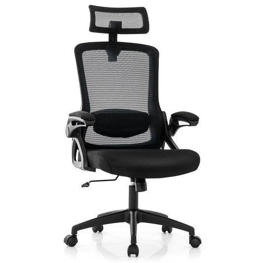 Ergonomic Office Chair with Adjustable Lumbar Support for Home Office-Black