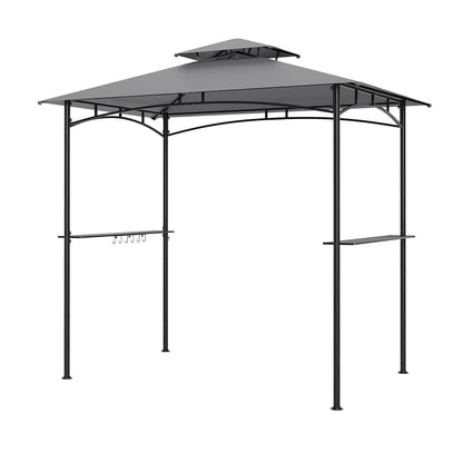 242 x 150 cm Grill Gazebo with 2 Shelves and 6 Hooks-Grey