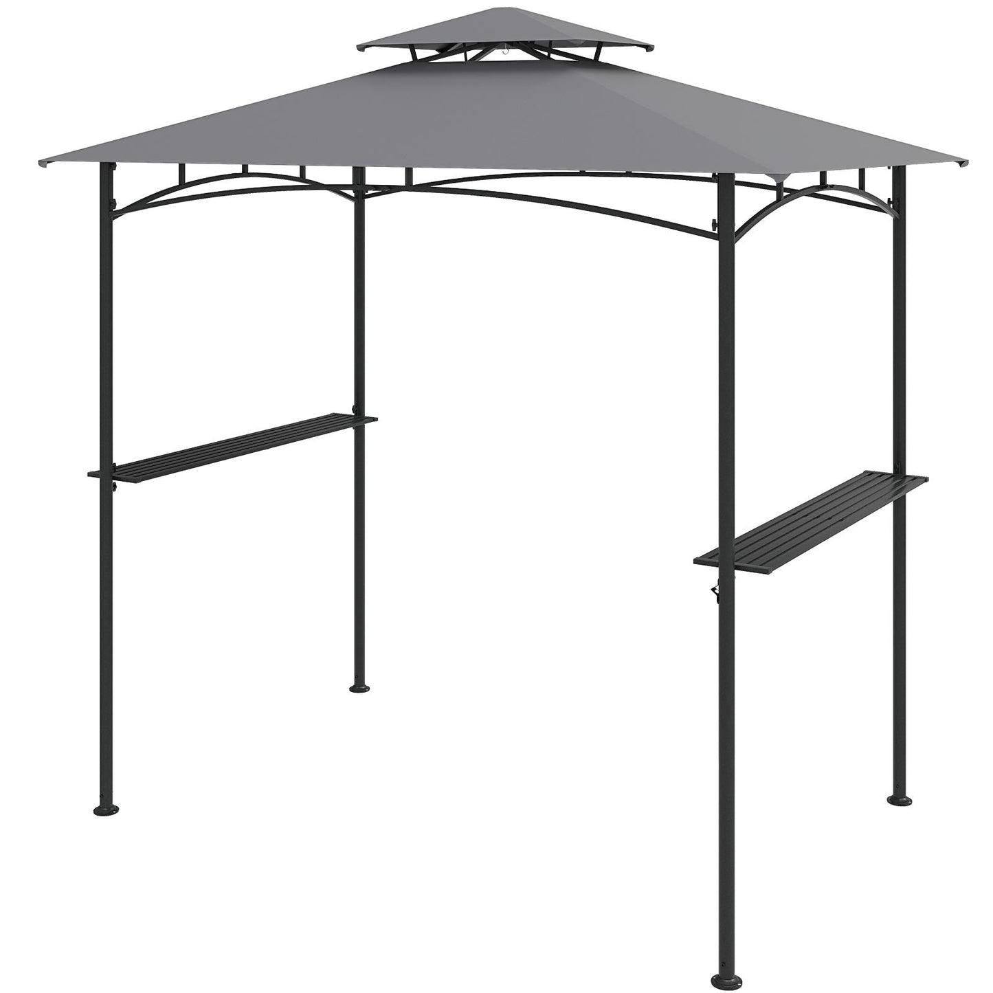 242 x 150 cm Grill Gazebo with 2 Shelves and 6 Hooks-Grey