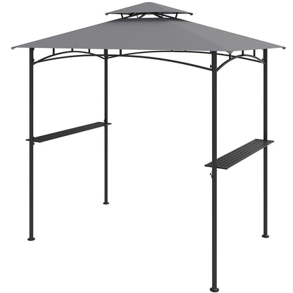 242 x 150 cm Grill Gazebo with 2 Shelves and 6 Hooks-Grey