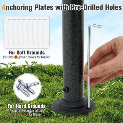 242 x 150 cm Grill Gazebo with 2 Shelves and 6 Hooks-Grey