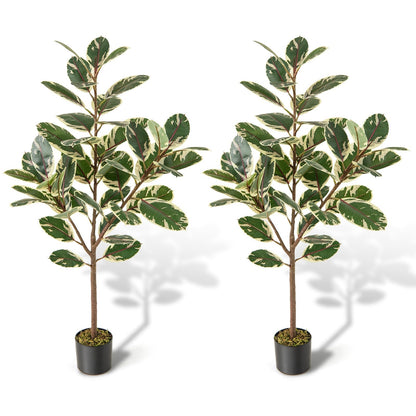 2 Pack 130cm Tall Artificial Bird of Paradise Plant with 46 Multi-colored PEVA Leaves-Green