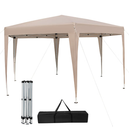 400 x 348 cm Height Adjustable Hexagonal Pop-Up Canopy Tent with Dressed Legs-Khaki