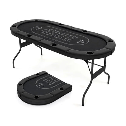 1.8m Foldable Poker Table for Blackjack Texas Hold’em Casino Leisure Game-Blue