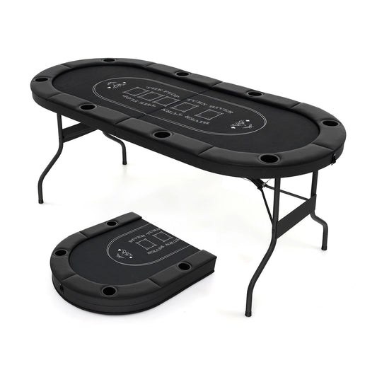 1.8m Foldable Poker Table for Blackjack Texas Hold’em Casino Leisure Game-Blue