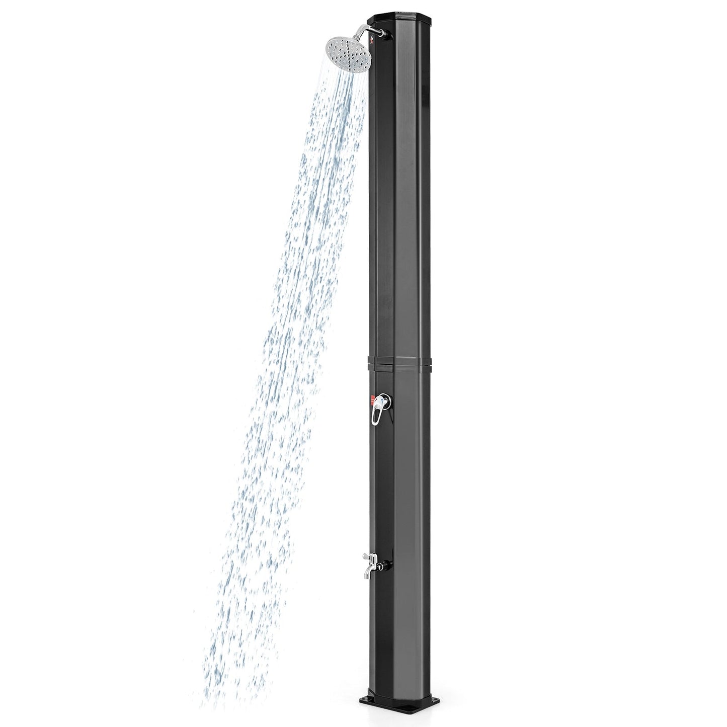 7.5 Feet 15.9 Gallon Solar Heated Outdoor Shower with Shower Head-Black