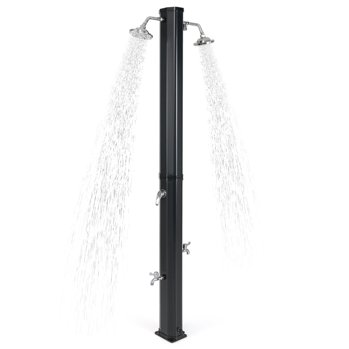 9.3 Gallon Solar Heated Outdoor Shower with Dual Shower Heads-Black