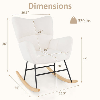 Nursery Rocking Chair with Comfy Backrest and Armrest-Beige