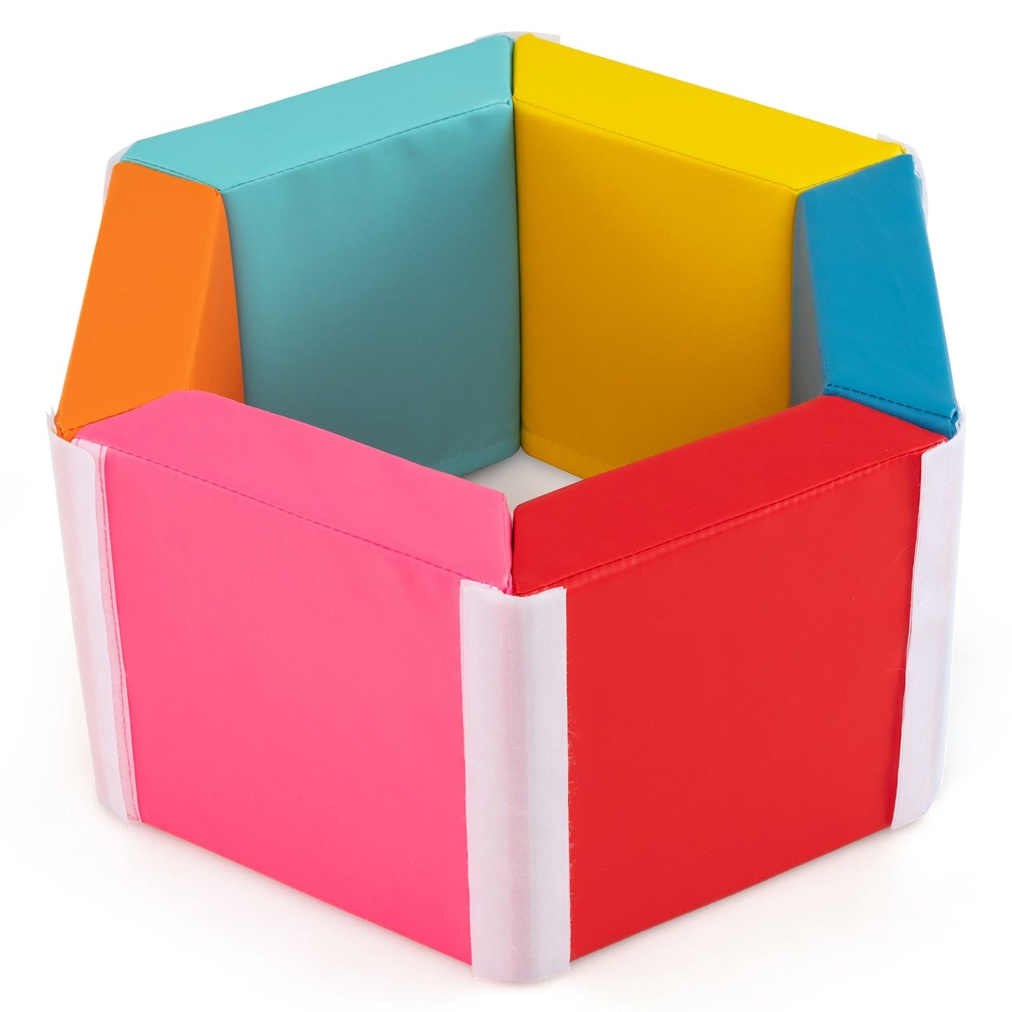 Colorful Hexagon Ball Pit for Kids Tumble Mat with Detachable PU Covers-Colourful