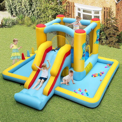 7-in-1 Giant Bouncy Castle with Slide and Tunnel without Blower