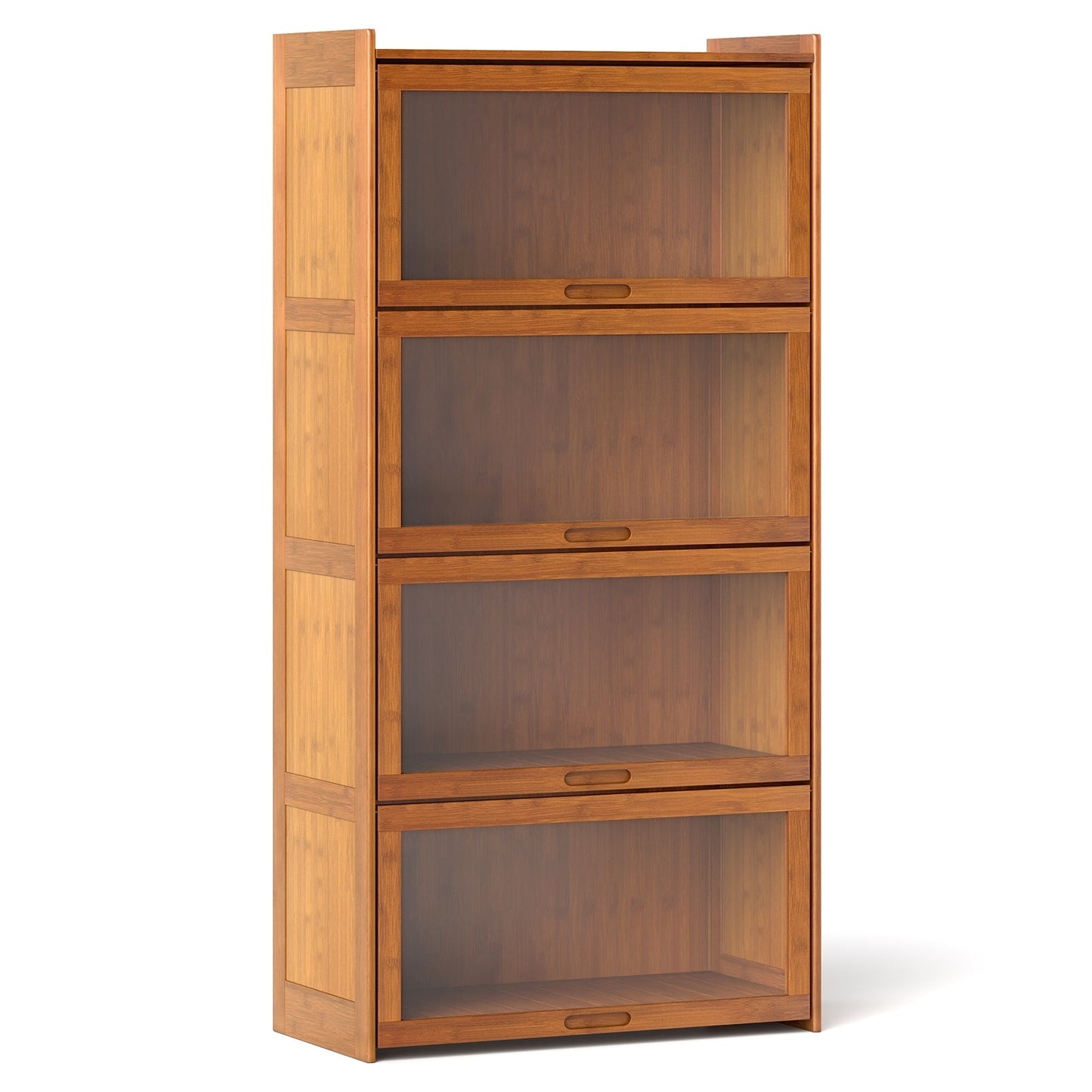 140 cm Bamboo Bookshelf with See-through Acrylic Doors-Brown