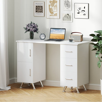 Manicure Table Nail Desk Nail Tech Station with Drawers-White