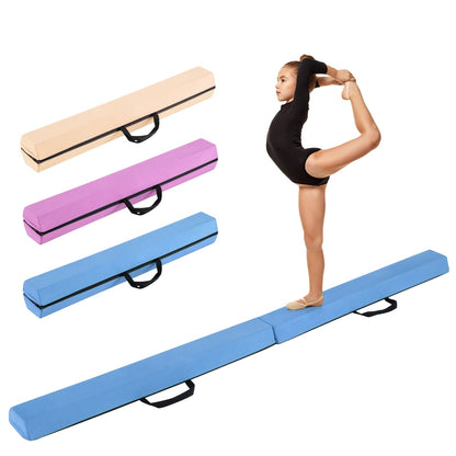 210 CM Folding Balance Beam with Removable Suede Cover and Non-slip Bottom for Kids-Navy
