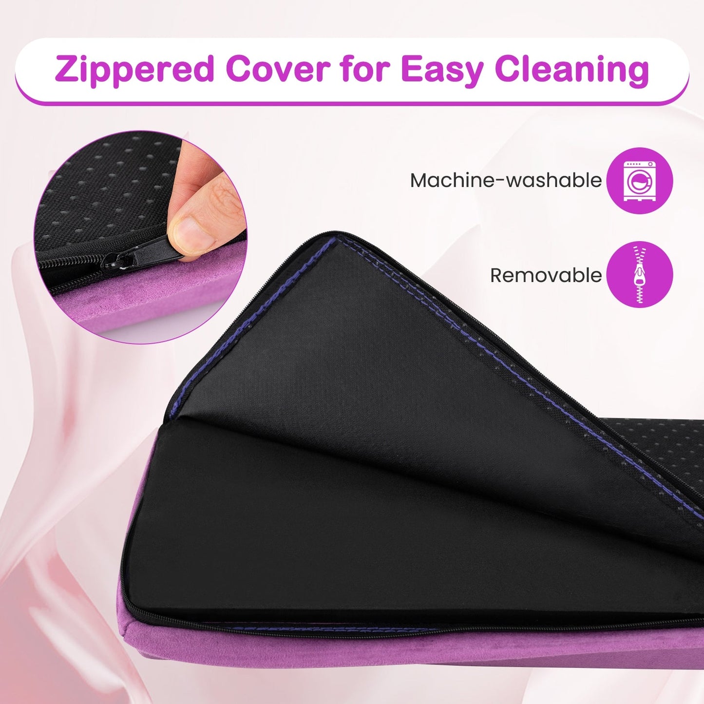 210 CM Folding Balance Beam with Removable Suede Cover and Non-slip Bottom for Kids-Purple