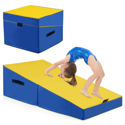 Folding Incline Yoga Gymnastics Tumbling Mat with EPE Foam-Yellow