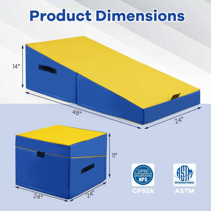 Folding Incline Yoga Gymnastics Tumbling Mat with EPE Foam-Yellow