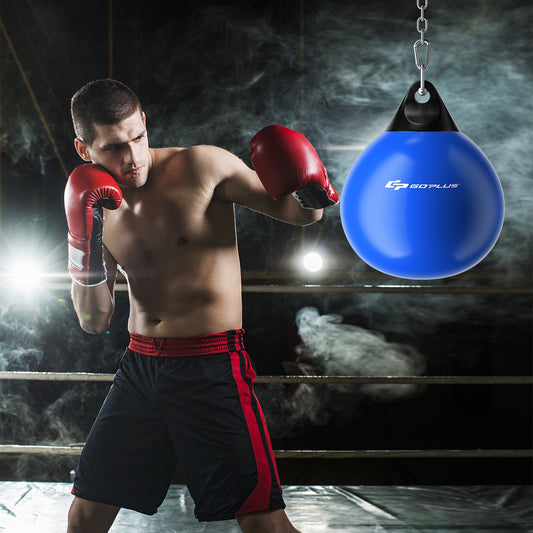 Water Punching Bag with Water Injector and Hanging Accessories-Blue