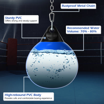 Water Punching Bag with Water Injector and Hanging Accessories-Blue