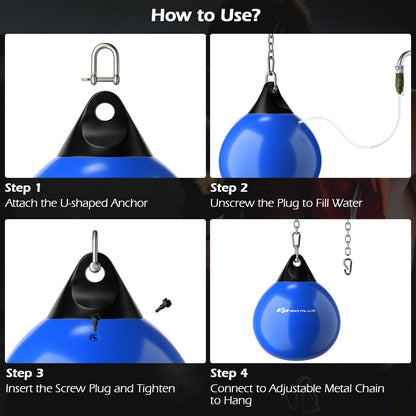 Water Punching Bag with Water Injector and Hanging Accessories-Blue