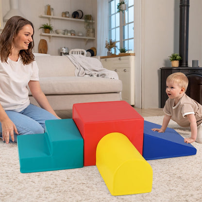Climb and Crawl Foam Block Play Set for Infant Baby and Toddlers-Blue &amp; Red