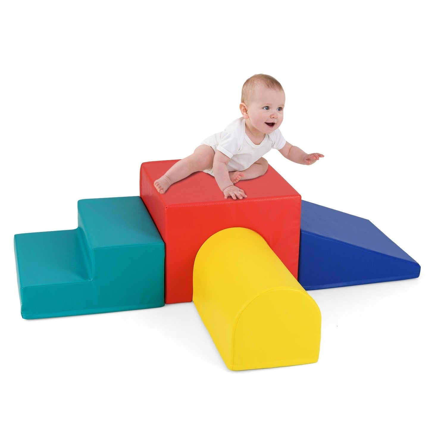 Climb and Crawl Foam Block Play Set for Infant Baby and Toddlers-Blue &amp; Red