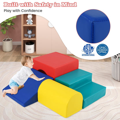 Climb and Crawl Foam Block Play Set for Infant Baby and Toddlers-Blue &amp; Red