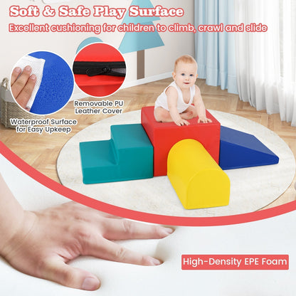 Climb and Crawl Foam Block Play Set for Infant Baby and Toddlers-Blue &amp; Red