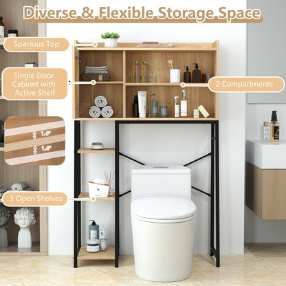 Over The Toilet Storage Cabinet with PE Rattan Door and Adjustable Shelf-Natural