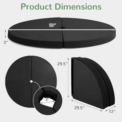 Pole Dance Crash Mat Round Portable Yoga Mat with EPE Foam-Black