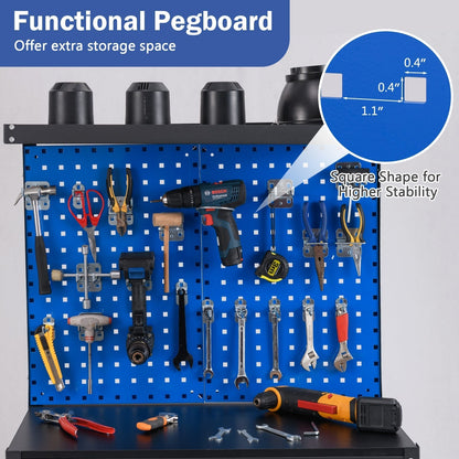 81 x 41 CM Workbench with Pegboard and Drawer and Shelves-Navy