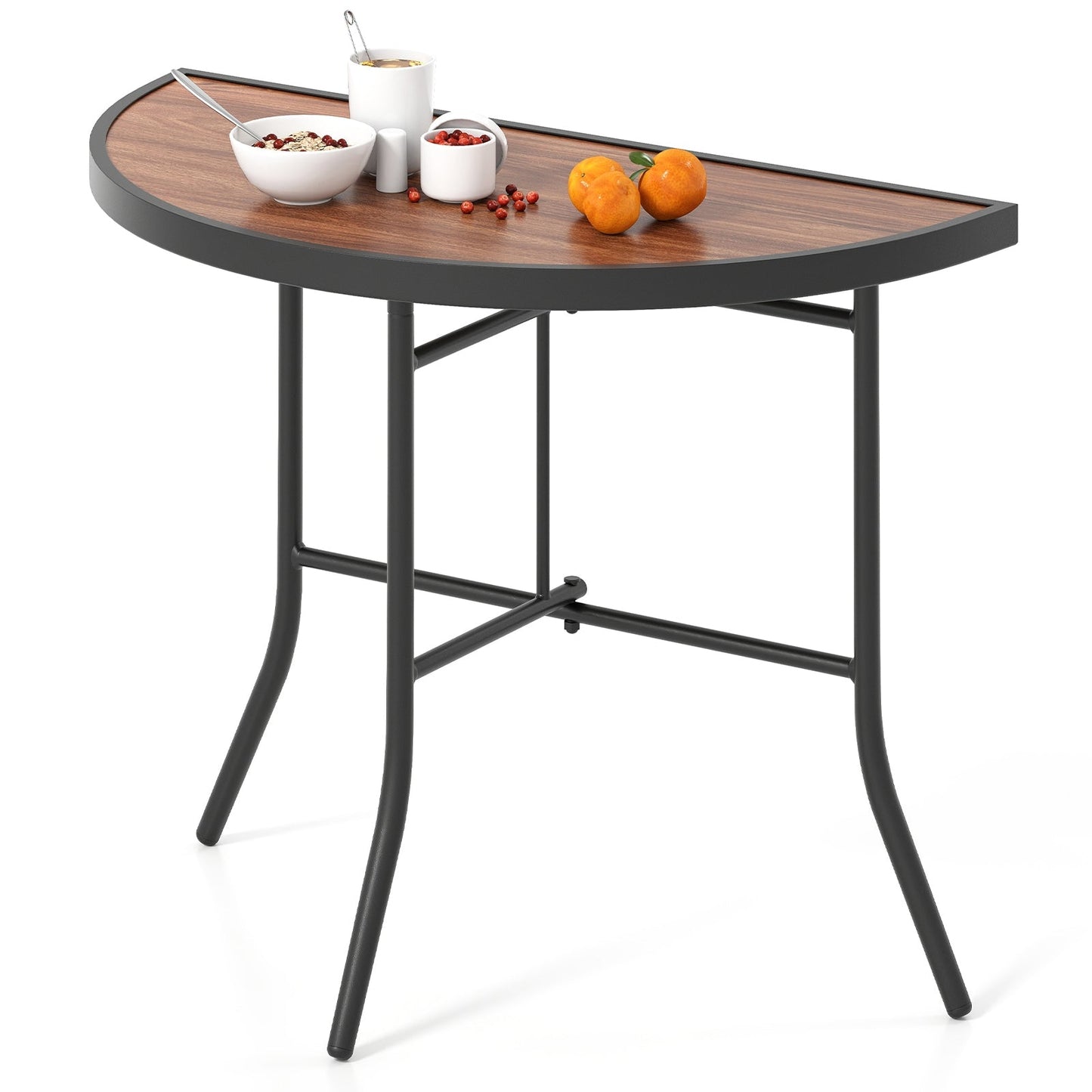 Half-Round Folding Event Table with Metal Frame
