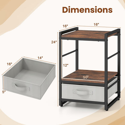 Bedside table with fabric drawer &amp; open storage compartment side table bedside table