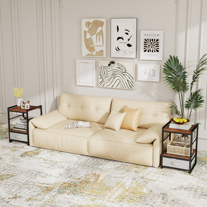 Bedside table with fabric drawer &amp; open storage compartment side table bedside table