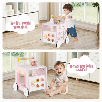Multifunctional Ice Cream Cart Toy with Sweet Accessories and Smooth Wheels-Pink