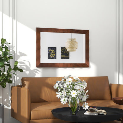 Farmhouse Wall Mirror Rubber Wood Rustic Style Wall Mirror-Brown