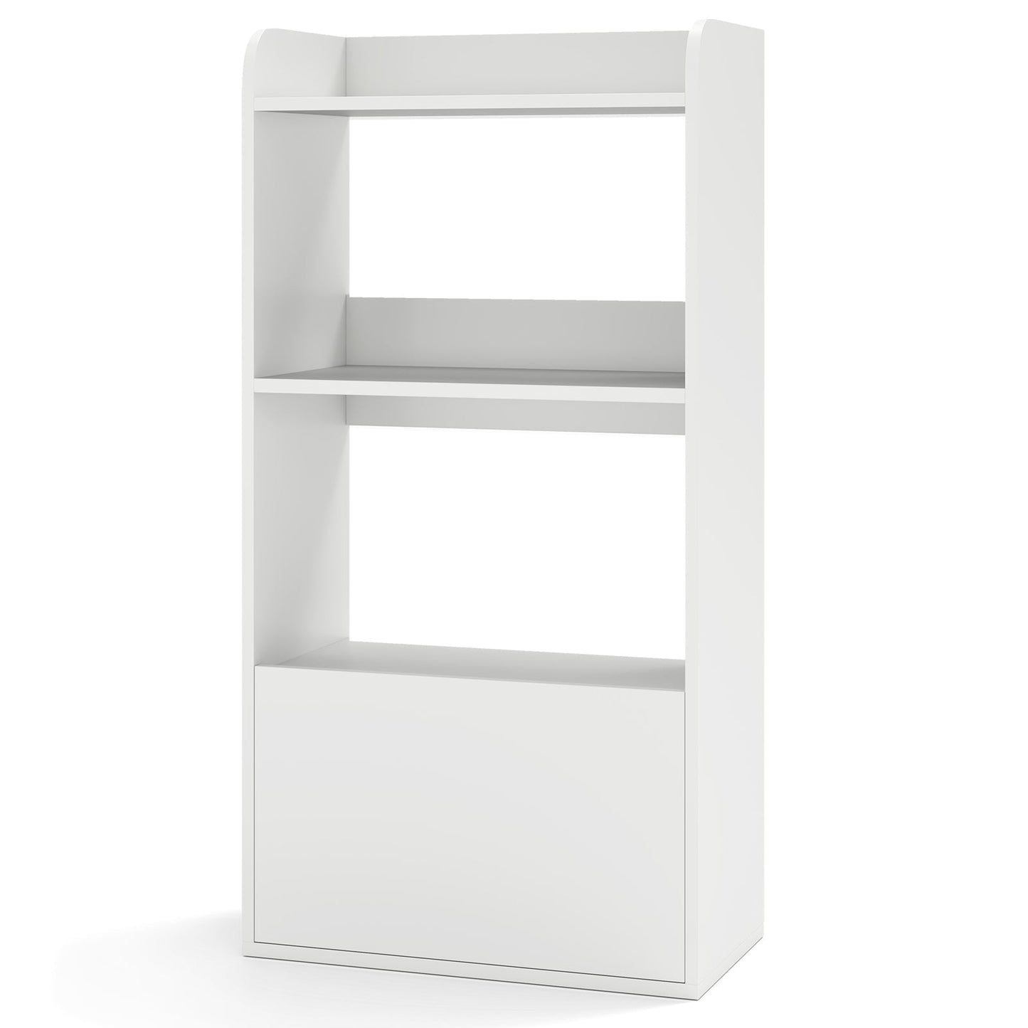 Bookcase with drawer, standing shelf with 2 compartments, wooden office shelf 55 x 29 x 105 cm, white