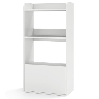 Bookcase with drawer, standing shelf with 2 compartments, wooden office shelf 55 x 29 x 105 cm, white