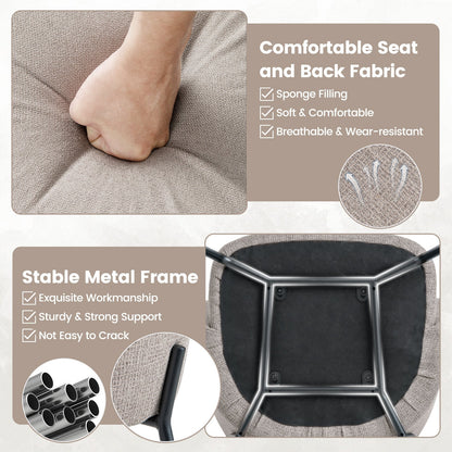 Dining Chairs Set of 2 Upholstered Accent Chairs with Curved Backrest-Beige