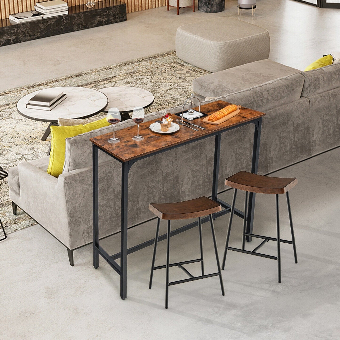 120 x 40 cm Industrial High Bar Table for Kitchen & Cafe & Pub