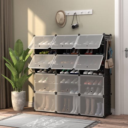 12-Cube Shoe Storage Cabinet with Removable Shelf for Hallway