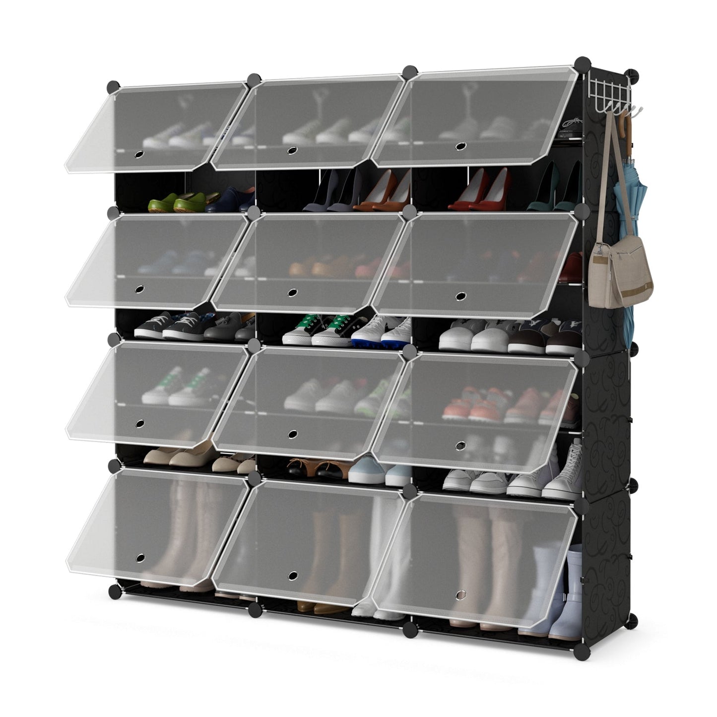 12-Cube Shoe Storage Cabinet with Removable Shelf for Hallway