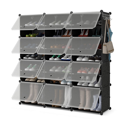 12-Cube Shoe Storage Cabinet with Removable Shelf for Hallway