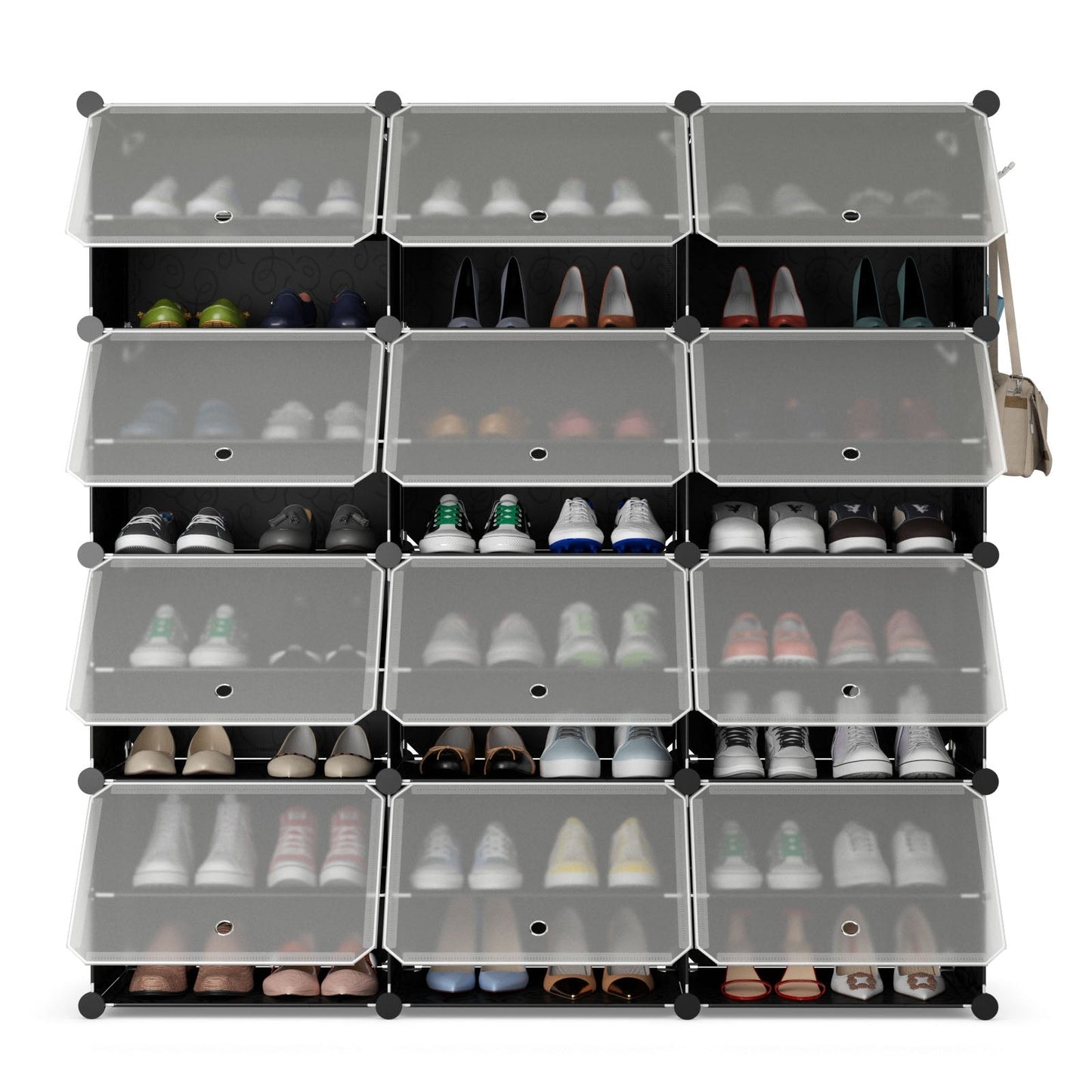 12-Cube Shoe Storage Cabinet with Removable Shelf for Hallway