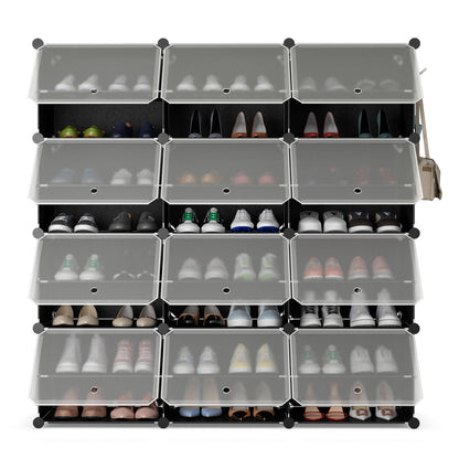 12-Cube Shoe Storage Cabinet with Removable Shelf for Hallway