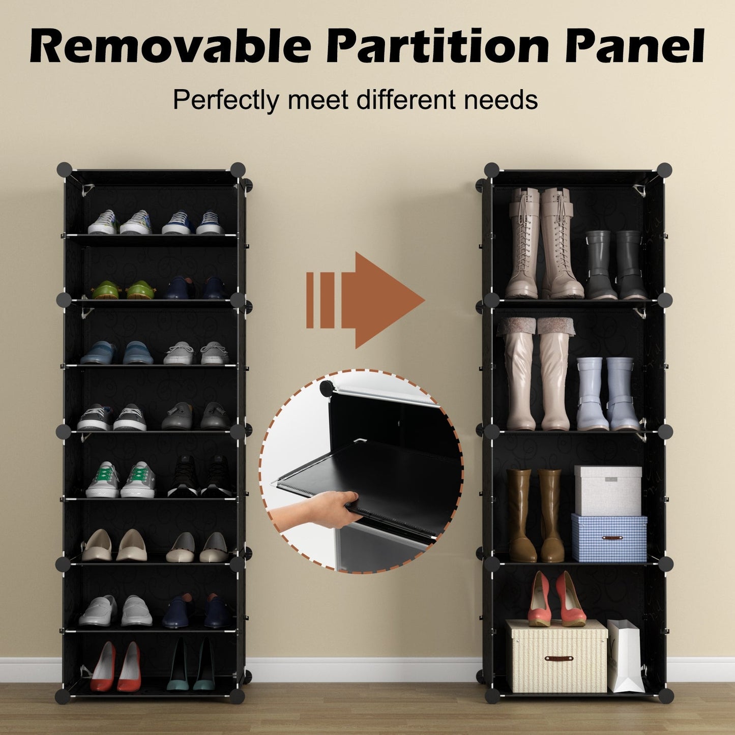 12-Cube Shoe Storage Cabinet with Removable Shelf for Hallway