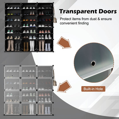 12-Cube Shoe Storage Cabinet with Removable Shelf for Hallway