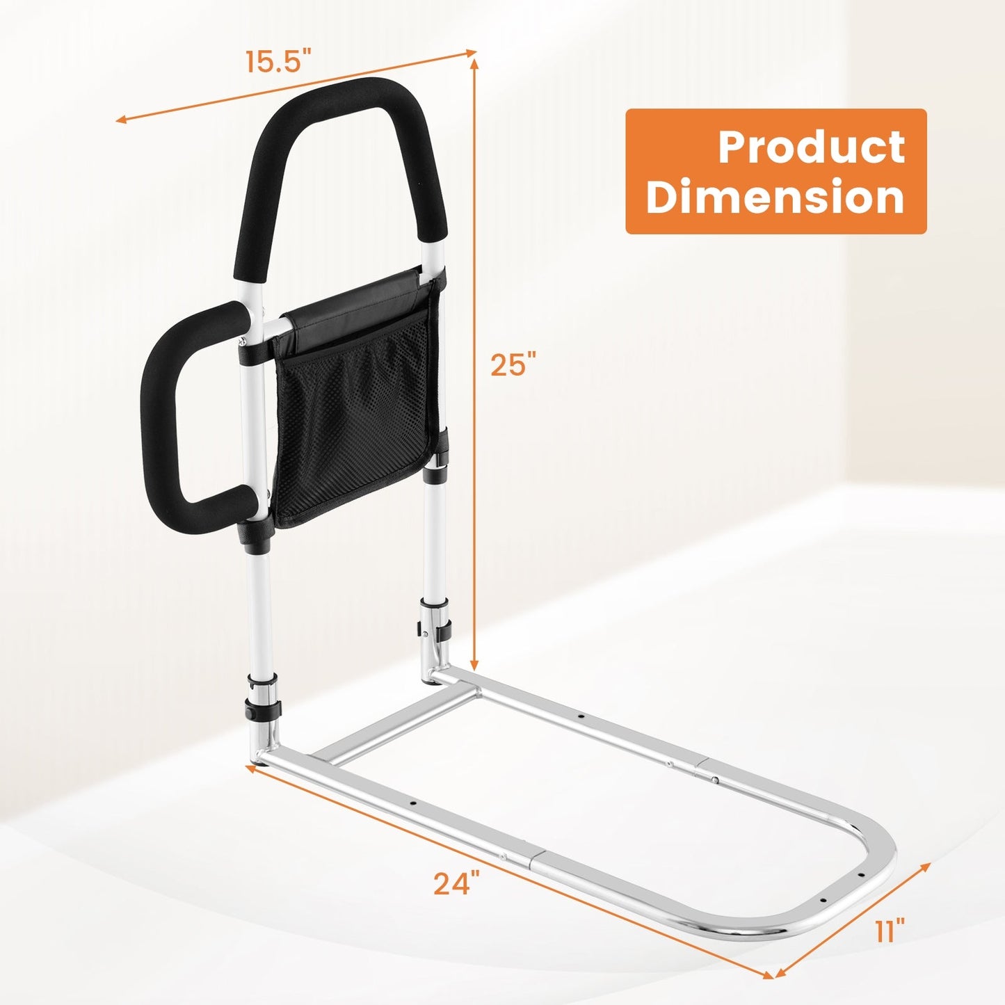 Safety Bed Assist Rail with Dual Handrail for Elderly Adults