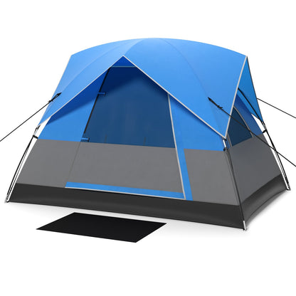 3-Person Outdoor Camping Tent with Removable Floor Mat-Black &amp; Blue